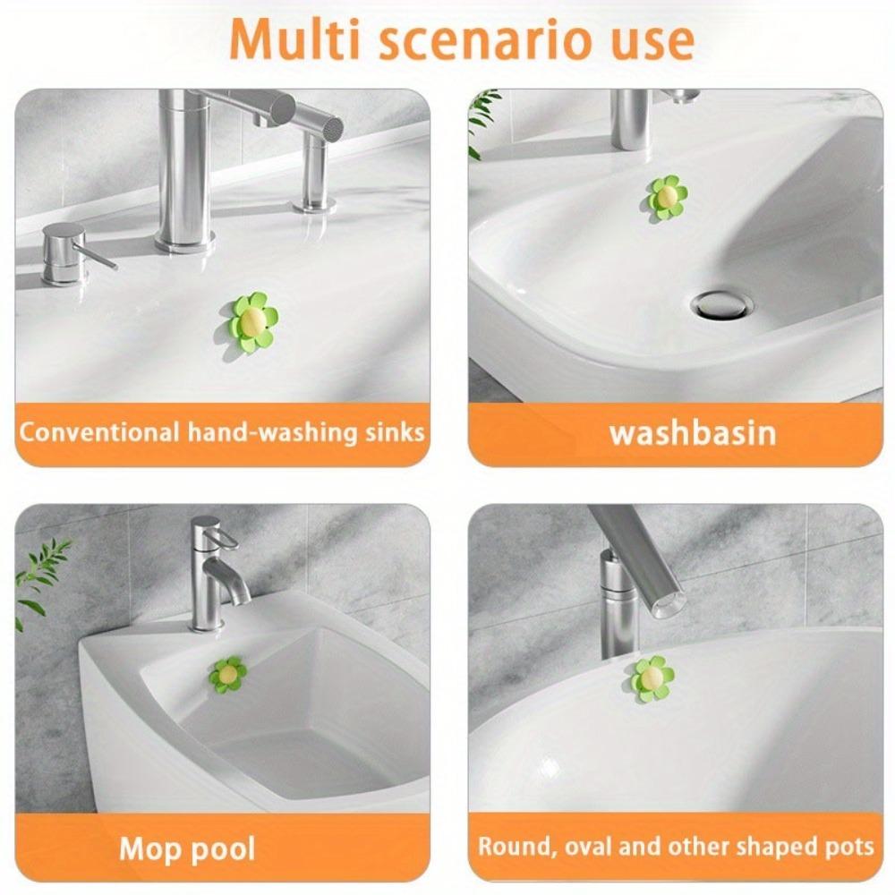 2PCS Bathroom Sink Drain Stoppers Durable Bathtub Washbasin Leakproof Covers Flower Design Odor Proof Seal Sink Accessories