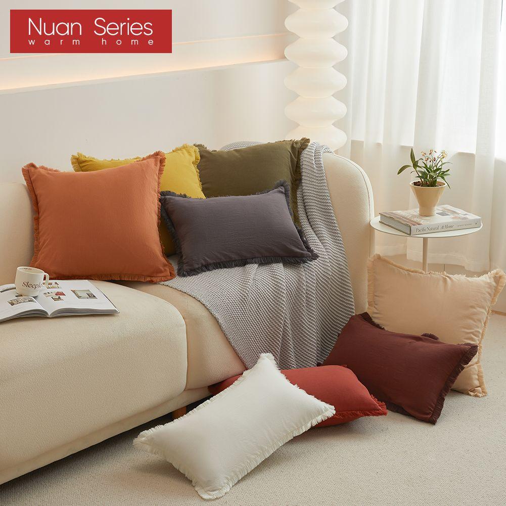 1PC Nuan Series Solid Cotton Cushion Cover Sofa Bed Pillowcases Living Room Bedroom Home Decoration