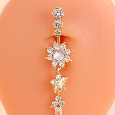 Cross-Border Round Zircon Navel Ring Stud - Body Piercing Jewelry