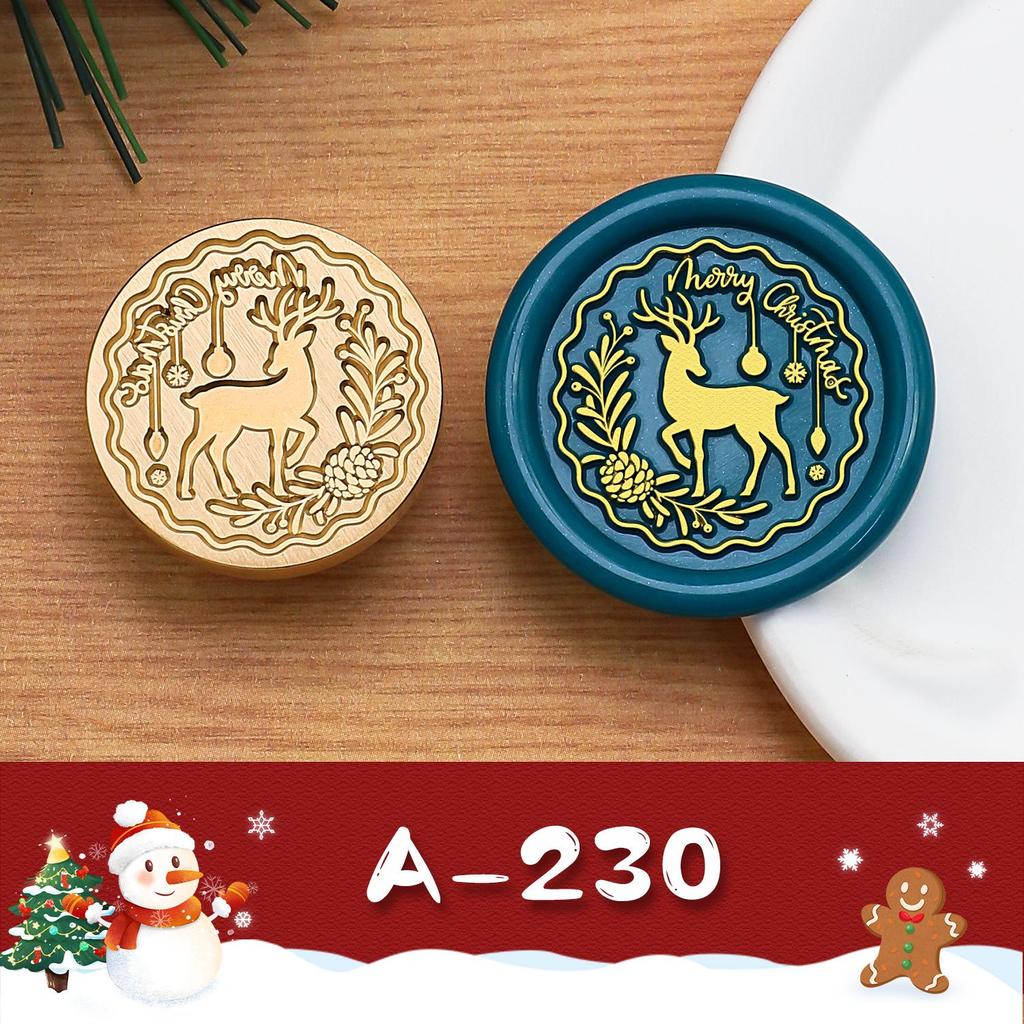 2.5cm Brass Engraved Christmas Wax Seal Stamp Heads for Envelopes & Invitations