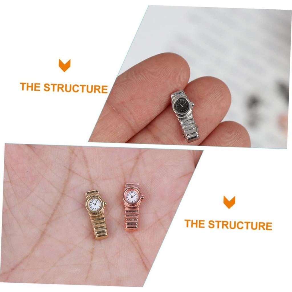 4 Pieces Micro Toy Christmas Decor Baby Doll Playset Furniture Accessories Mini Furniture Watch Toy Miniature Watches Mini Dolly Watches Pocket Watch