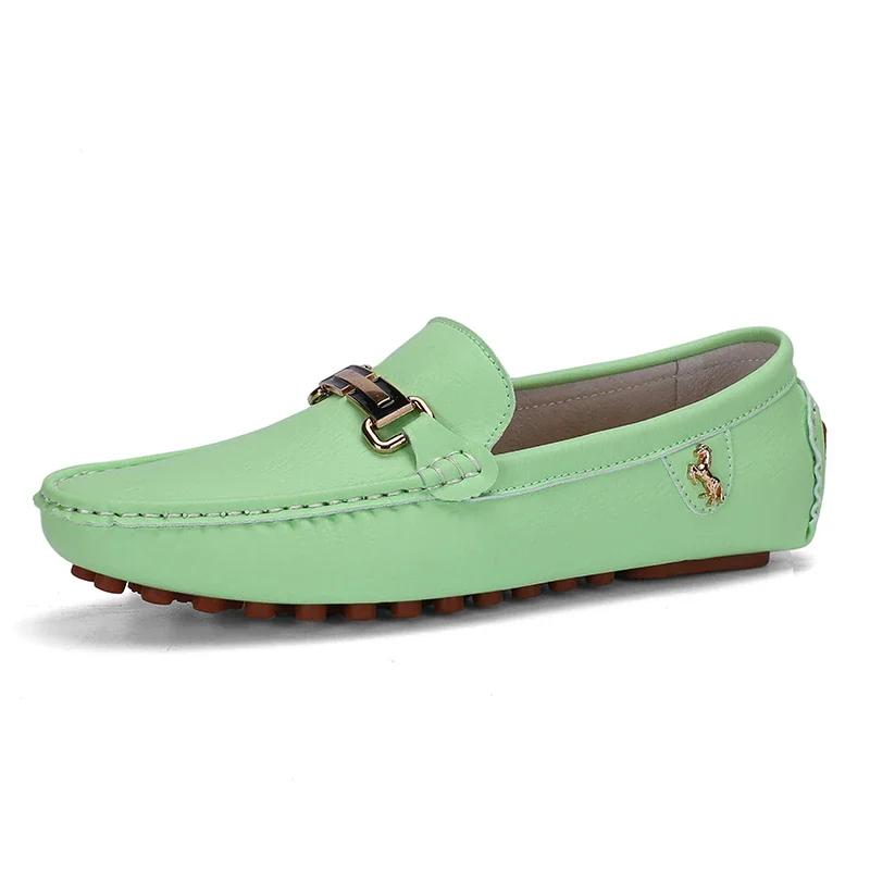 Green Loafers Men Handmade Leather Shoes Casual Driving Flats Slip-On Moccasins Male Dad Mocasines Shoes Zapatos Hombre Size 47