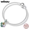 WOSTU 925 Sterlingsilber Zirkon Hohlherz Blume Charm Anhänger für Damen DIY Original 3MM Armbandschmuck