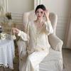 Autumn new jacquard national style pajamas long sleeves trousers retro lace loungewear court sweet high-end pajamas