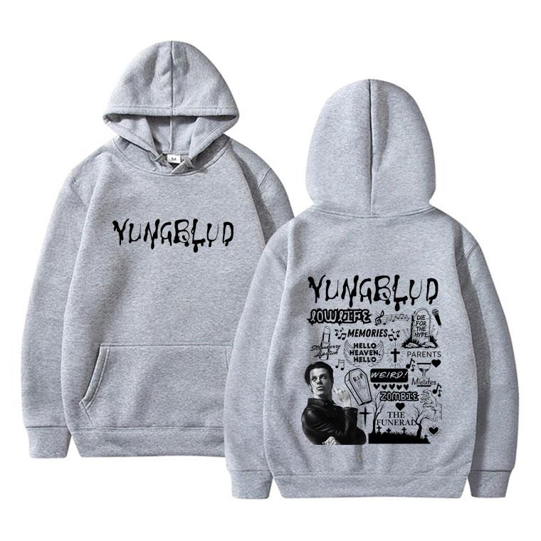Felpa con cappuccio grafica album musicale Yungblud Rocker Uomo Donna Moda Retrò Streetwear Rock Unisex Oversize Felpe con cappuccio