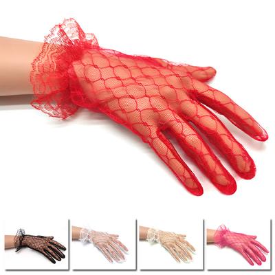1 paio di guanti in pizzo anti-UV, guanti da sposa estivi, guanti da festa per matrimoni, donne, guanti da guida di alta qualità