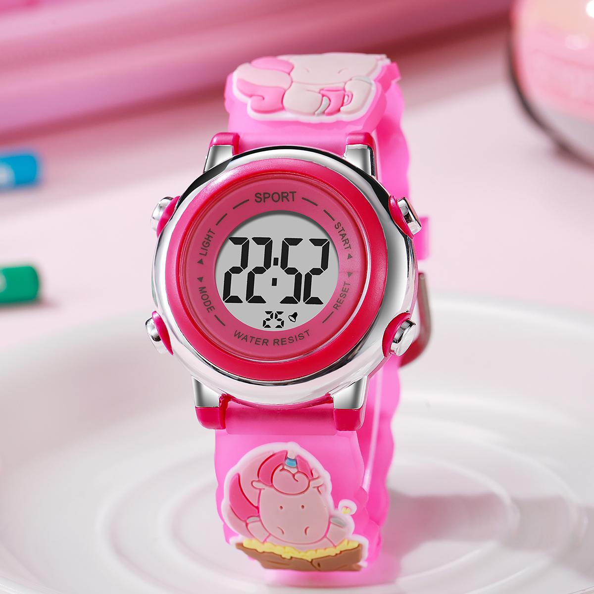 

Новый силиконовый ремешок мультяжные часы светящиеся часы студенческая версия сезон выпуска ярко-розовый