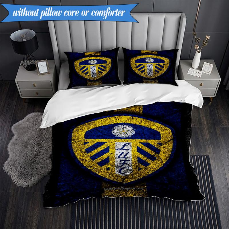3PCS Leeds Crest Design Printed Soft Bedding Set,Including 1pc Duvet Cover And 2pcs Pillowcases Perfect for Bedroom, Dormitory, Fan gift
