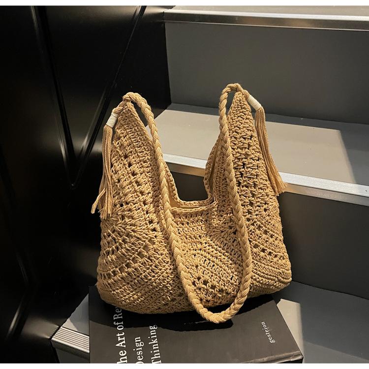 Straw bag hand-woven large capacity fashion versatile woven bag seaside vacation beach bag