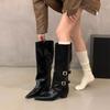 High Heel Pointed Brown Pants Boots Women's Boots 2025 Autumn and Winter White Skinny Boots Medium Knight Boots