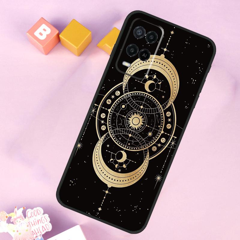 Galaxy Moon Stars Phase Totem Art Case For Oppo A17 A57 A16 A76 A96 A60 A40 A80 A18 A38 A58 A78 A98 A15 A54 A74 A94 A6 A5 Pro