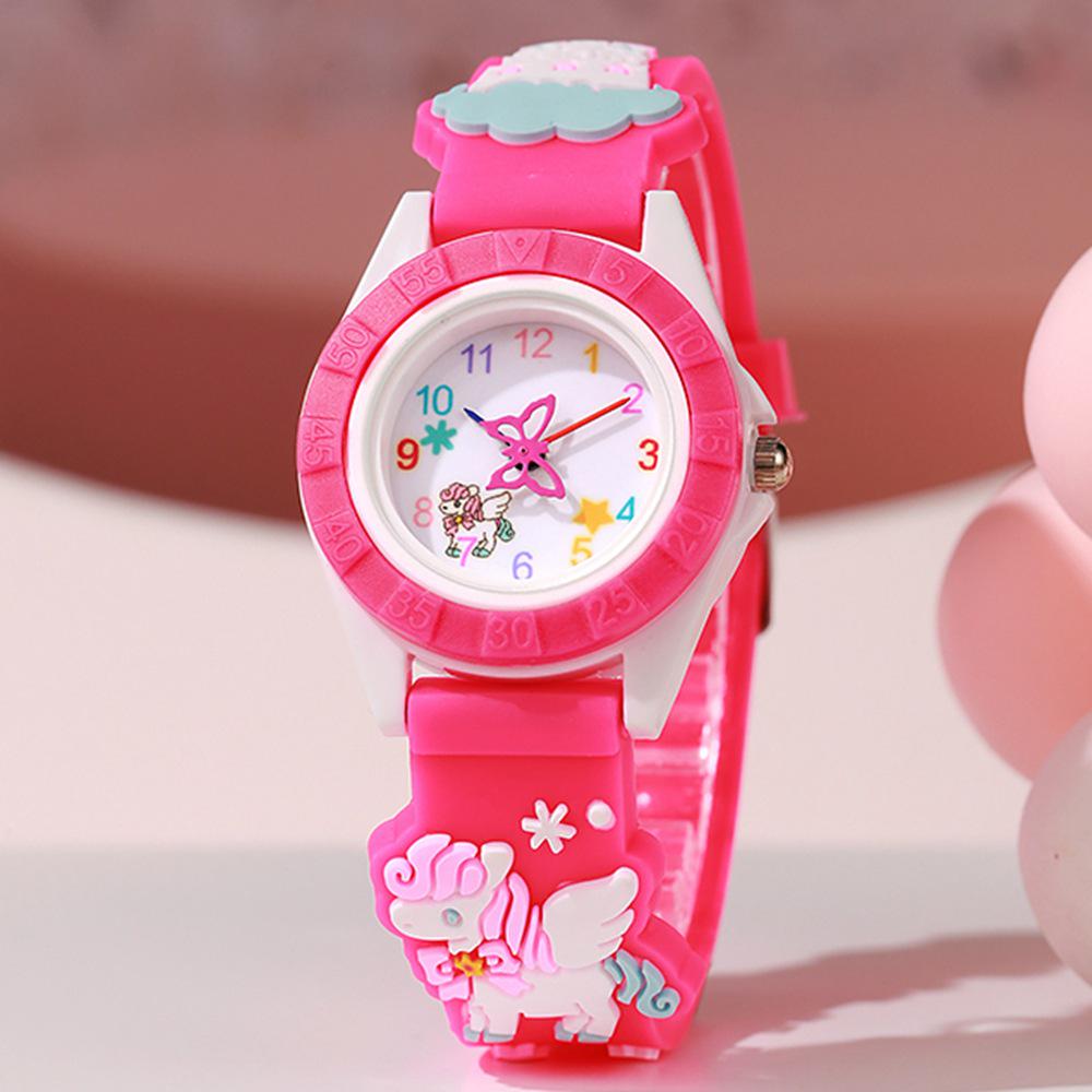 Girls' Cartoon Silicone Strap Quartz Watch - Casual & Stylish