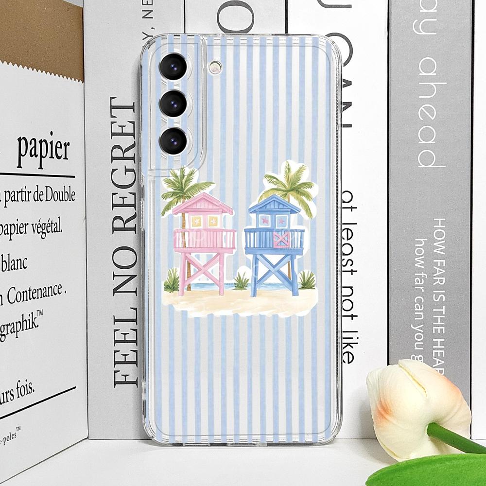 Creative Palm Coconut Tree Striped Pattern Clear Phone Case for Oppo Reno 13 F 12 11 10 Pro Plus 8T A79 Find X3 Lite Soft Covers