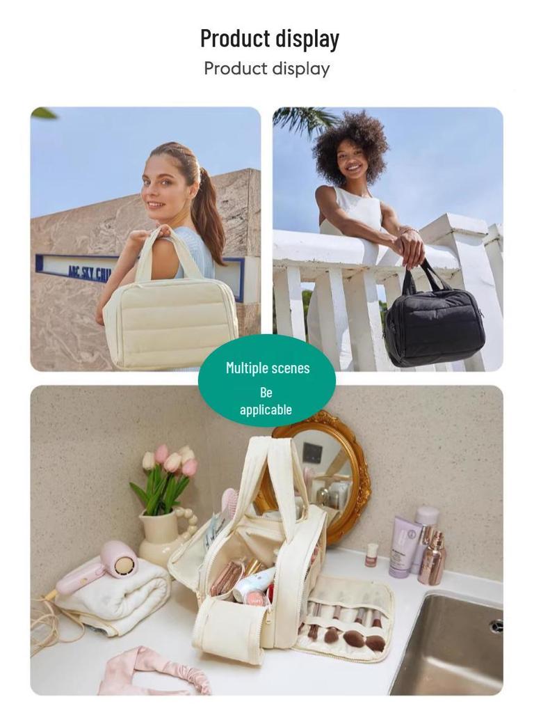 Lightweight Wide-Opening Handheld Makeup Bag – Stylish and Puffy Cosmetic Storage