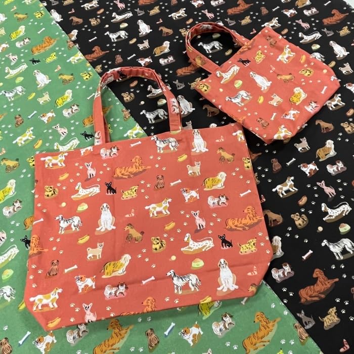 Dog Print Illustrated Sheeting Made in Size 22A 110cm x nora. ST1147-C Fabric, Cotton, Japan, Pre-Cut, (Charcoal Gray, 100cm)