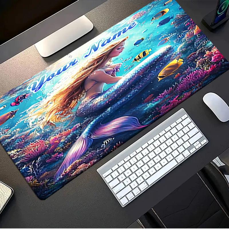 1PC Custom Name Mermaid Fantasy Underwater World Mouse pad, keyboard and mouse desk pad, for computer notebook Birthday Gift For Any Room Or Office