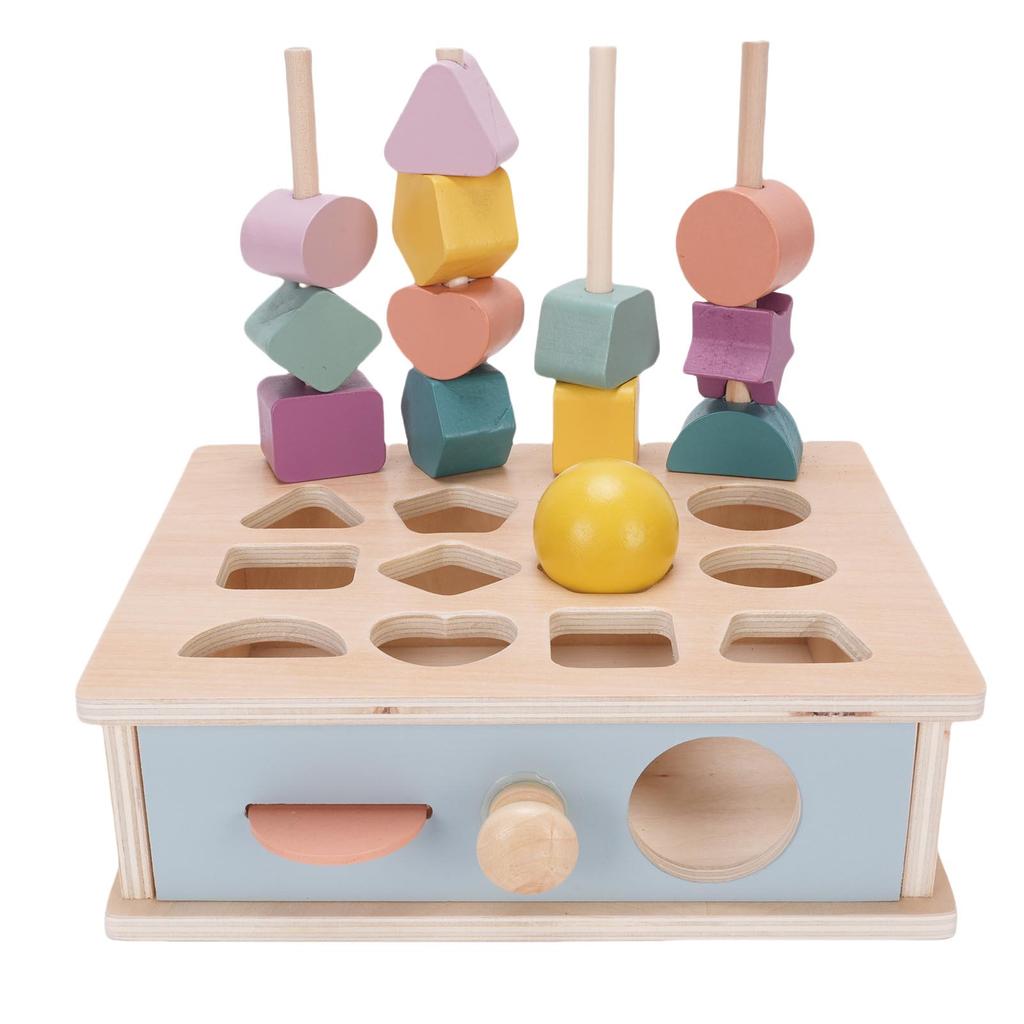 Drewniane Zabawki do Sortowania Kolorów i Układania w Stos Wczesna Nauka Koraliki do Nawlekania Zestaw do Sekwencjonowania dla Maluchów