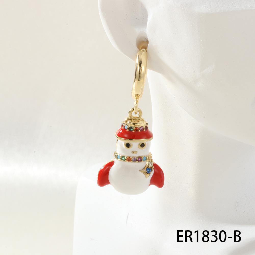 Christmas Lolita Fashion Hoop Earrings: Snowflake, Reindeer & Tree Charm Set