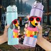 1PC Dog Wearing Color Knit Scarf Print 750ml Color Plastic Sports Water Bottle Leakproof Flip Straw Lid Suitable for Sports Office Home Use
