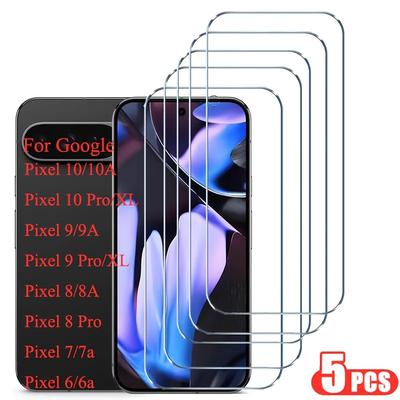 5 Pezzi Vetro Temperato Trasparente di Alta Gamma Per Google Pixel 6 7 8 9 10 Pro XL Pixel 10A 9A 8A 7A 6A 5 5a pixel9a pixel8a pixel7a pixel6a Protezione Schermo