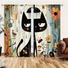2 Pcs Cartoon cat flower print curtains,suitable for bedroom,living room kitchen decoration,home decoration,window decoration