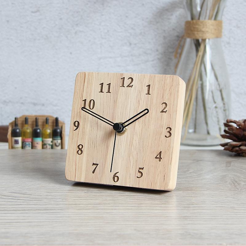 Nordic Table Clock Desktop Timepiece  Living Room Wooden Quiet Modern Creative Black Walnut Mantel Clock Office Decor