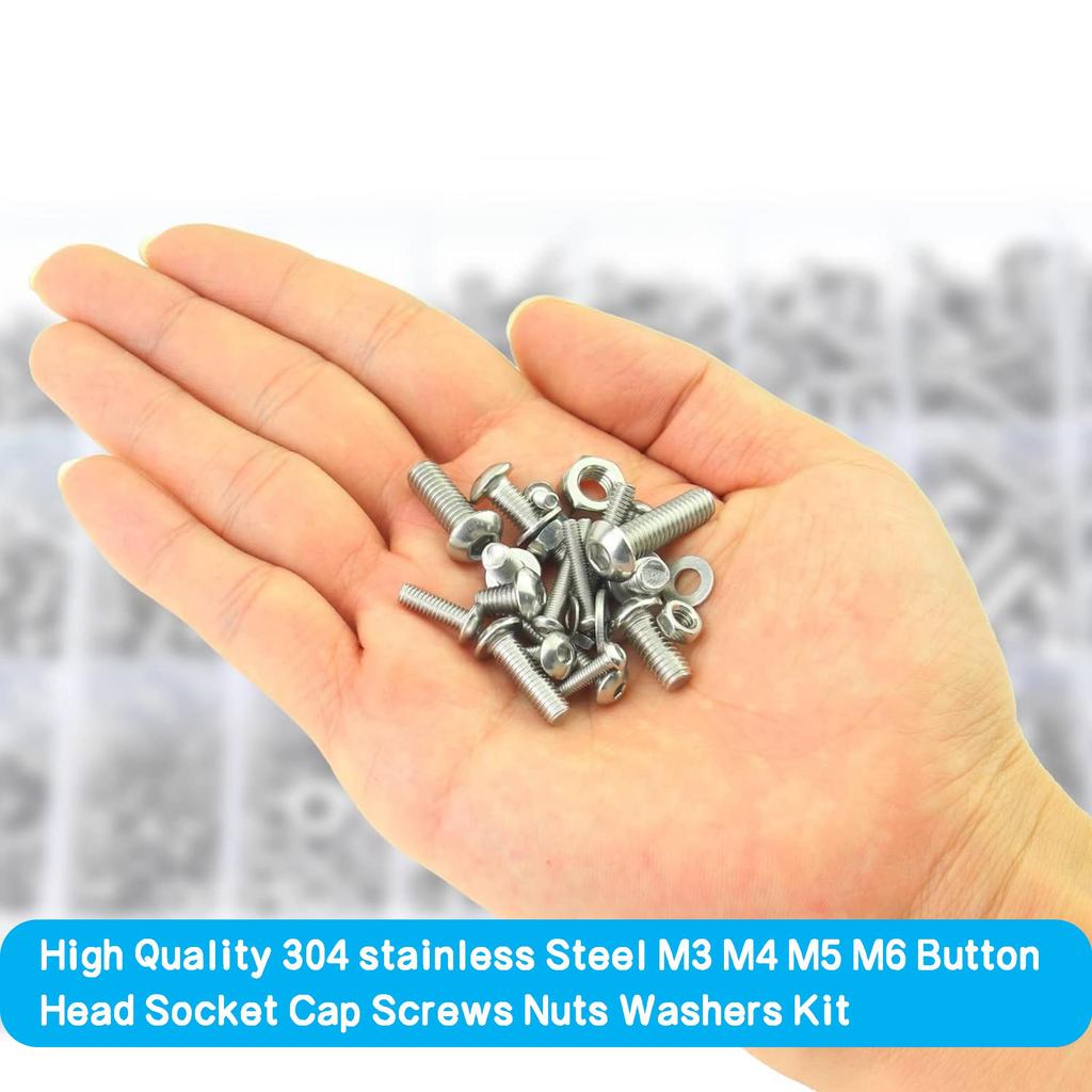 670pcs Stainless Steel Allen Screw and Bolt Combination Set | M3, M4, M5, M6 Hex Head