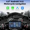 EKIY 6" Portable Digital Motorcycle Dashboard GPS Motorcycle Navigation Screen Wireless CarPlay Moto Android Auto Android 14.0