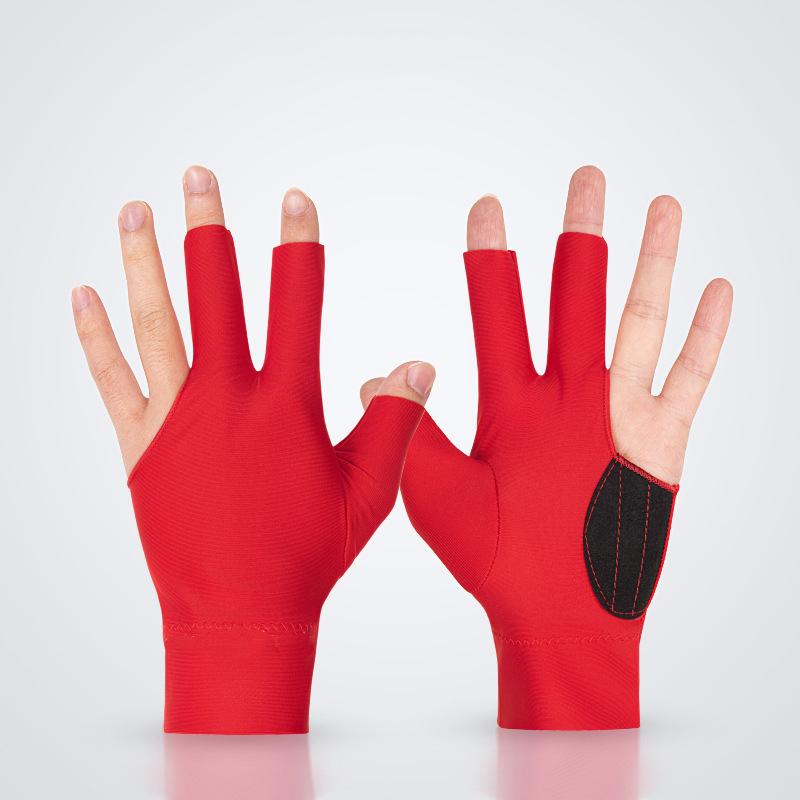 

1pc Billiard Gloves Three Finger Billiard Gloves Left Hand Black Billiard Gloves With High Elasticity Snooker Billiard Cue Glove червоний
