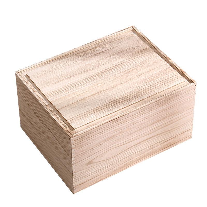 Vintage Solid Wood Tea Storage Box, Traditional Mortise and Tenon Sliding Lid Drawer, Desktop Organizer Case for Home Office