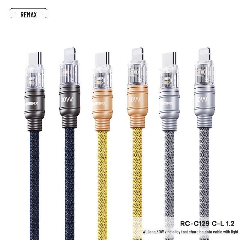 

REMAX 100W Zinc Alloy Fast Charging 1.2m Data Cable with Light