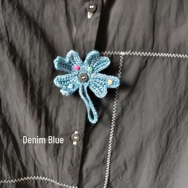 Ручная Вязаная Четырехлистная Клеверная Цветочная Аппликация Крючком для DIY Аксессуаров к Одежде, Брошей, Подвесок и Наборов Пуговиц