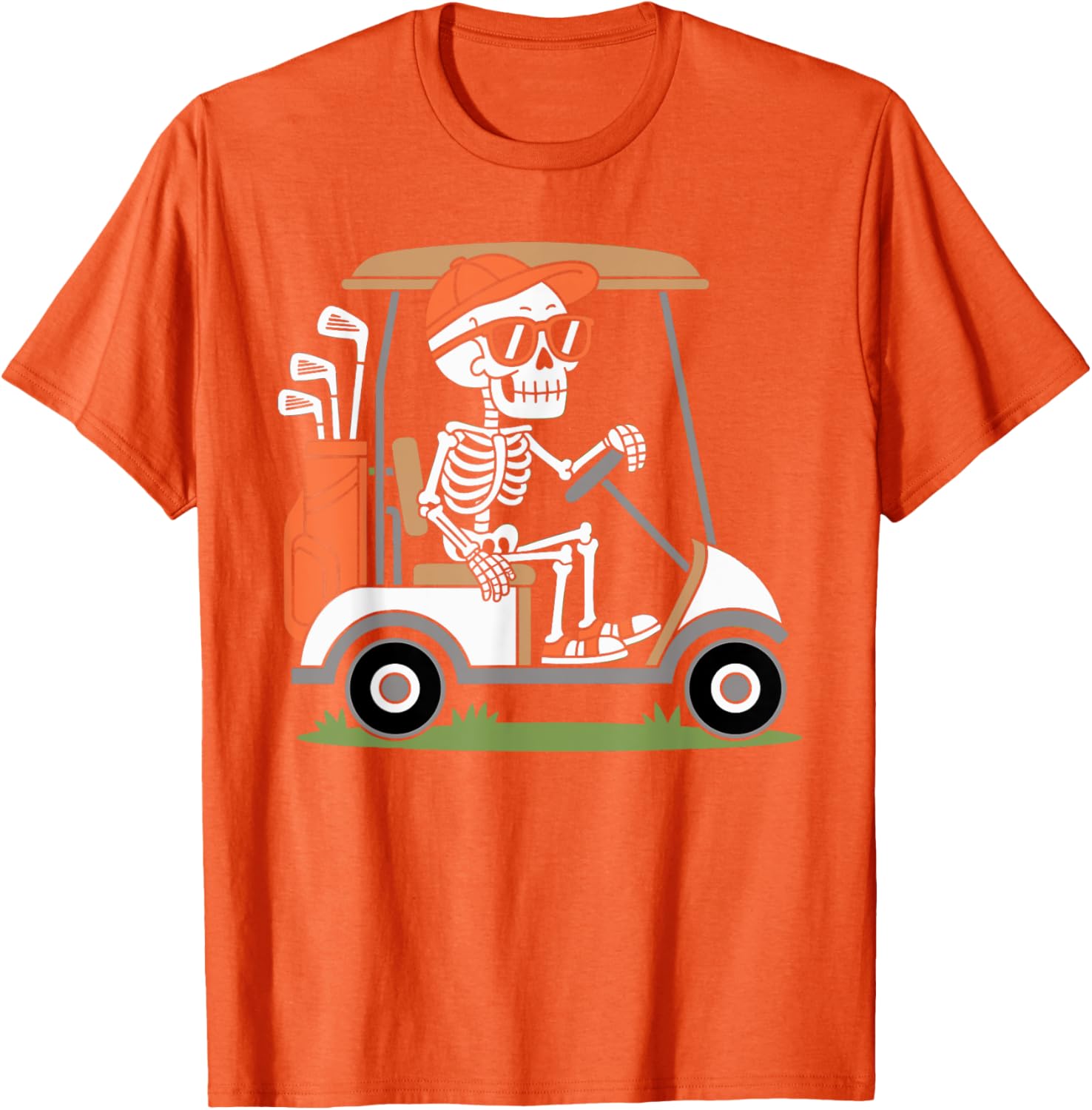

Funny Skeleton Golfer Golf Cart Halloween Graphic T-Shirt Casual Cotton Tee for Outdoor Activity Golf Lovers 4XL