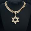 Fashion Star of David Pendant Necklace Women Men Hip Hop Tennis Cuban Chain Necklaces Classic Six-pointed Star Jewish Jewelry