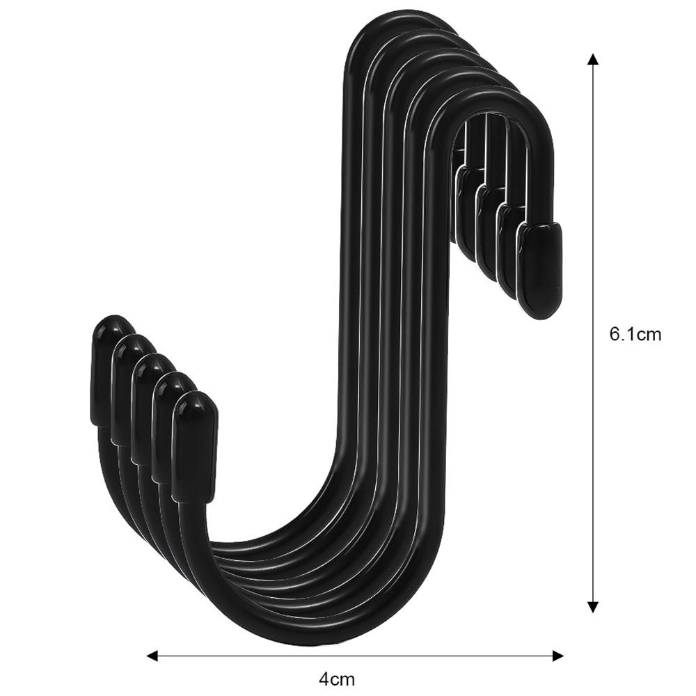 20/5Pcs Stainless Steel S-Shaped Hook Heavy Duty Bags Clothes Towels S Hooks with Leather Case Kitchen Bathroom Storage Holders