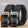 Men Autumatic Belt Business Formal Belt Smooth Faux Leather Alloy Buckle Anti-break Great Durability Anti-slip Men Meeting Commute Suit Pants Belt