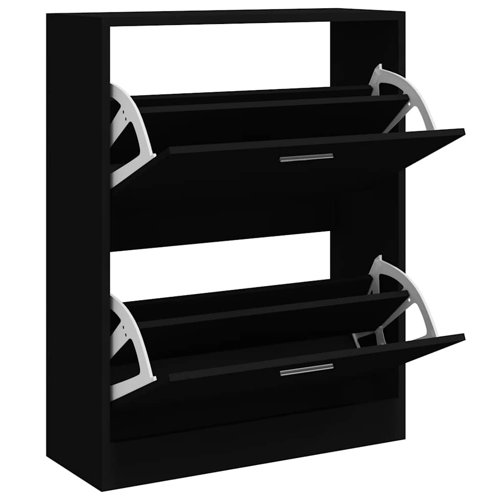 Vidaxl Szafka Na Buty, Czarna, 63X24X81 Cm, Materiał Drewnopochodny