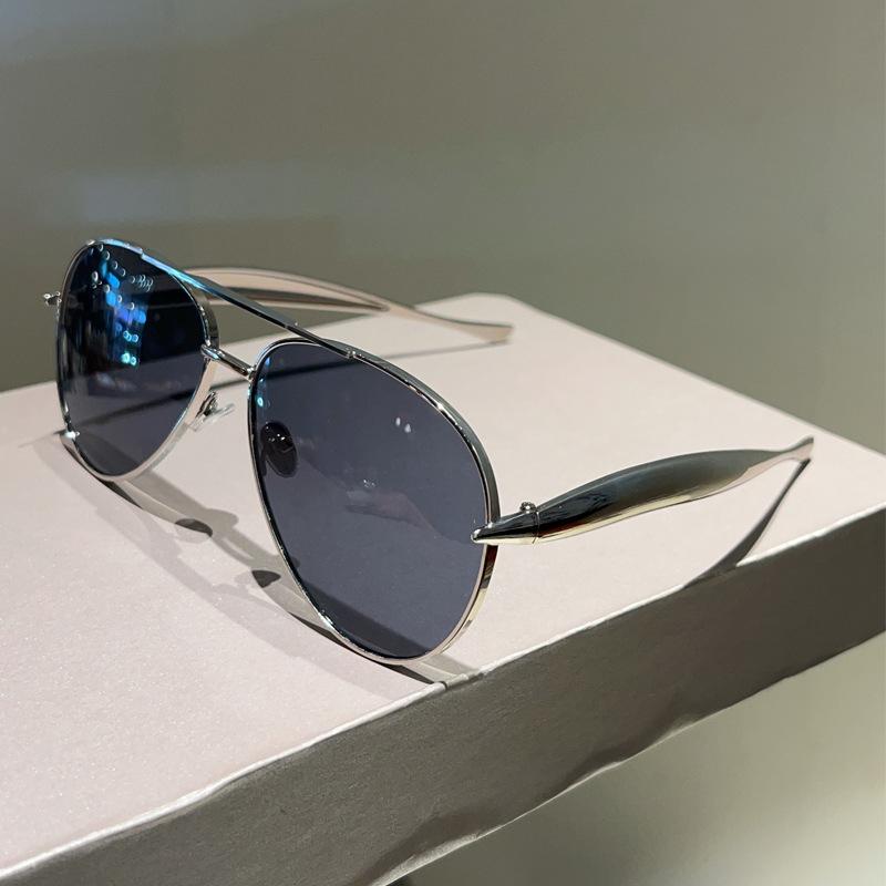 Fashion Metal Double Beam Toad Sunglasses Trend Plain Street Shot Versatile Sunglasses Men And Women The Same Style