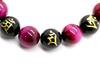 [Seki-Kira] 4A Pink Tiger Eye, Sanskrit Onyx, Gold Carved Dragon Crystal, 18mm Prayer Beads Necklace, Natural Stone, 065