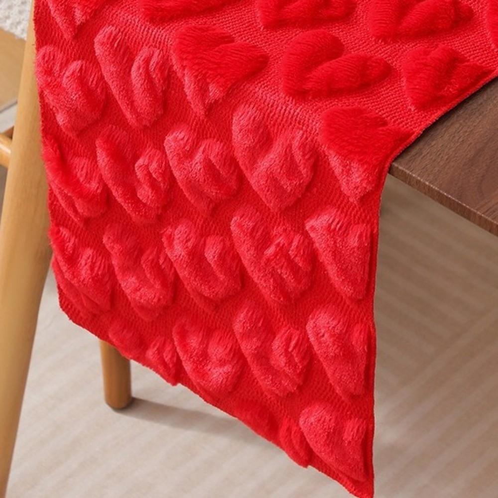 Thickened Love Heart Table Runner Fuzzy Dining Table Runner Anniversary Party