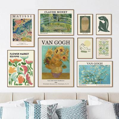 Vintage Van Gogh Matisse Monet Picasso William Pôster Abstrato Pintura Em Tela Mercado De Flores Arte De Parede Fotos Decoração De Sala De Estar