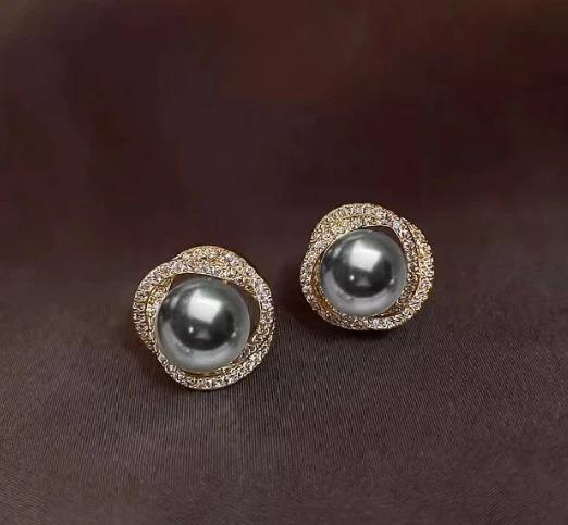 925 Silver Needle Spiral Pearl Stud Earrings for Women - High-end and Elegant Earrings, Pure Silver Needle Luxury Ear Jewelry