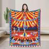 Vintage Circus Performers Fleece Blanket, Retro Carnival Big Top Decor