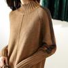 Maglione Autunnale e Invernale a Mezzo Collo Alto da Donna di Media Lunghezza in Lana Taglie Forti Abito Largo Spesso Sottogiacca