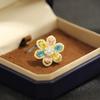 New product exquisite and versatile color zircon inlaid stone flower brooch temperament fashionable and small flower pin collar pin women's model