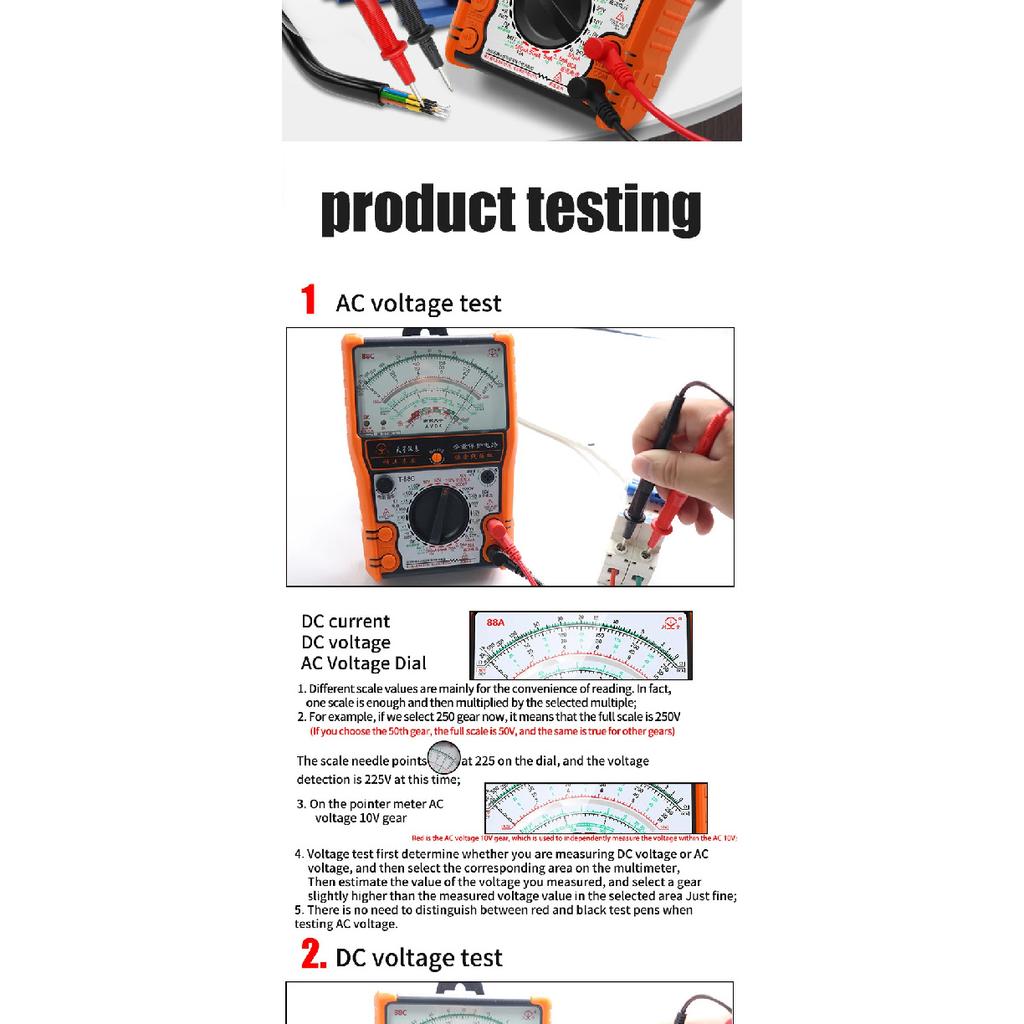 NJTY High Precision Pointer Multimetro T88A T88B T88C AC DC 2500V Voltmeter Ammeter Resistor Analog Multimeter Tester tools