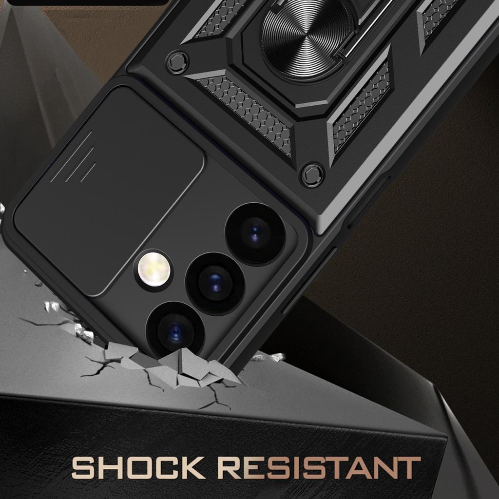 For Samsung Galaxy S24 Case Anti-drop Slide Lens Protection Scratch-resistant PC+TPU Phone Cover
