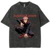 Jujutsu Kaisen Anime Clothing Itadori Yuji Graphic Print Tee Men Women Short Sleeve Tshirts Harajuku Male Washed Cotton T-shirt