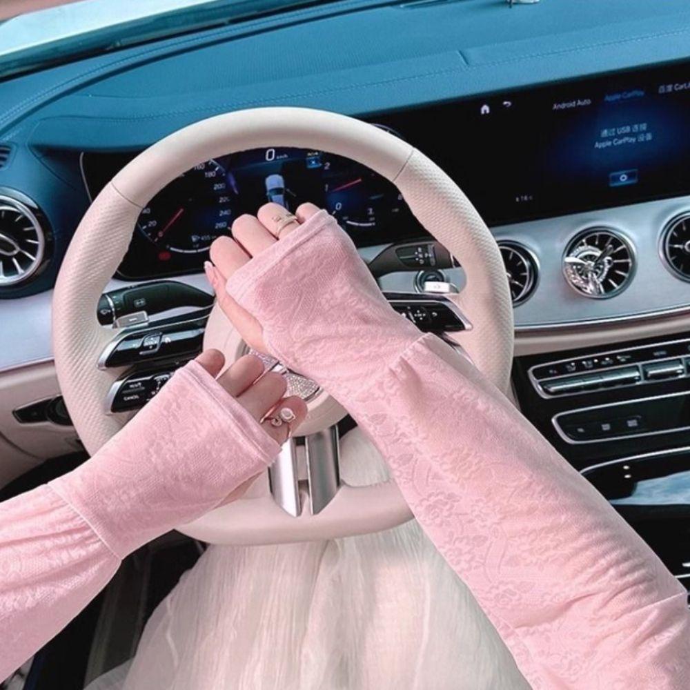 

UV Protection Ice Silk Arm Sleeves Lace Sun Protection Arm Cover Sunscreen Arm Sleeve Cycling