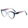 Women's Cat Eye Anti-Blue Light Glasses with Trendy Decoration and Flat Lenses